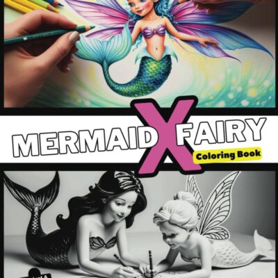 Mermaid X Fairy: A Whimsical Coloring Adventure Beneath Waves & Wings, Coloring Book For All Ages