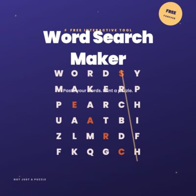Word Search Maker · Free interactive tool by Not Just a Puzzle